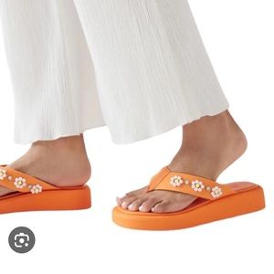 Urban Outfitters Orange Daisy Sandals